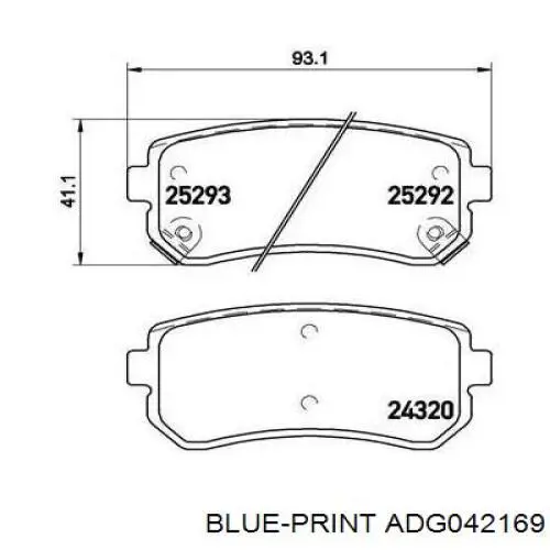 Okładziny (klocki) do hamulców tarczowych tylne Blue Print ADG042169 cena, od 24,19 USD