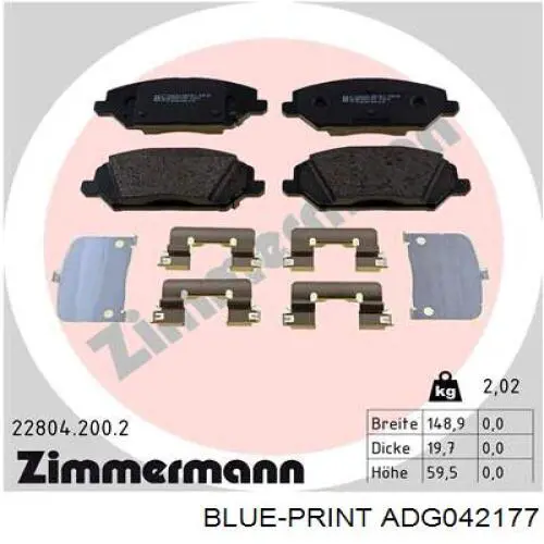 Klocki hamulcowe przednie tarczowe Blue Print ADG042177 cena, od 128,96 zł