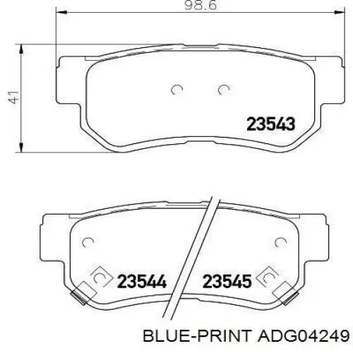 Do koszyka ADG04249 Blue Print Okładziny (klocki) do hamulców tarczowych tylne