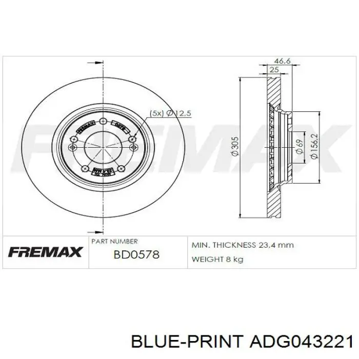 Do koszyka CD8680V Bremsi Tarcza hamulcowa przednia
