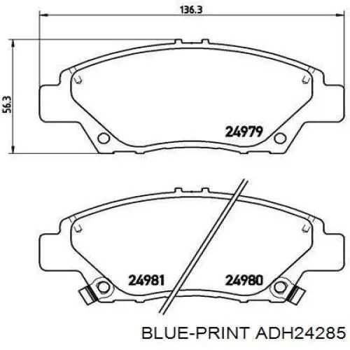 Do koszyka ADH24285 Blue Print Klocki hamulcowe przednie tarczowe