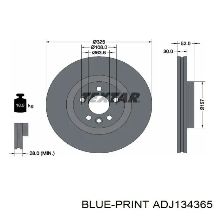 LR115005 Land Rover Tarcza hamulcowa przednia