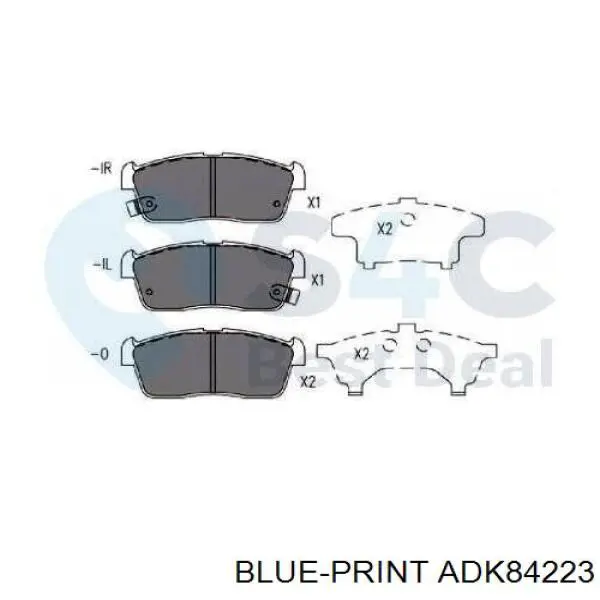 Do koszyka ADK84223 Blue Print Klocki hamulcowe przednie tarczowe