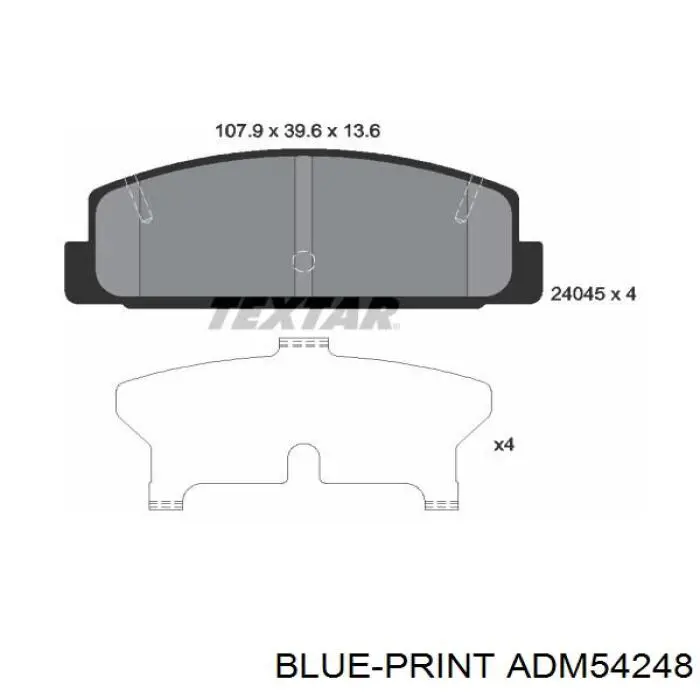 Do koszyka ADM54248 Blue Print Okładziny (klocki) do hamulców tarczowych tylne