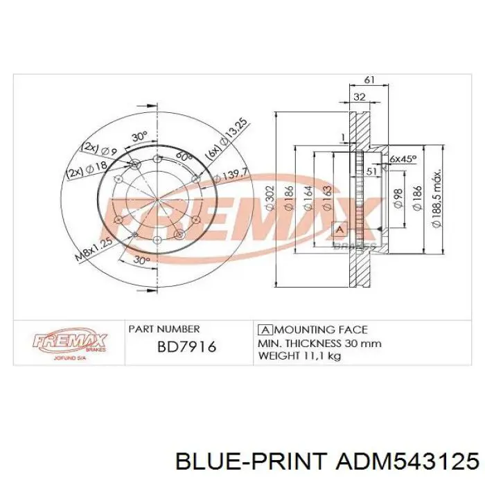 Do koszyka AB311125AB Ford Tarcza hamulcowa przednia