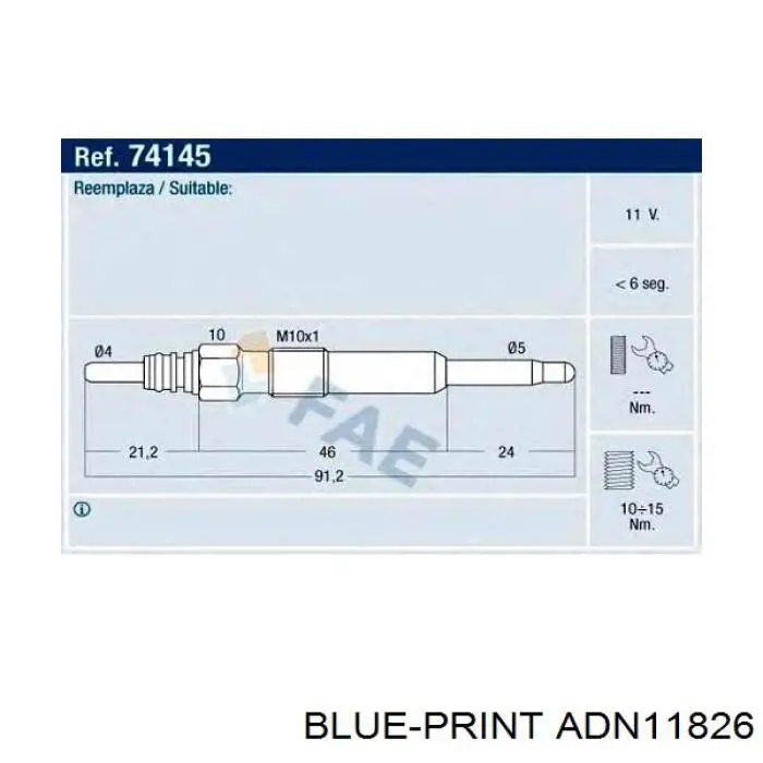 Świeca żarowa 93196922 Opel
