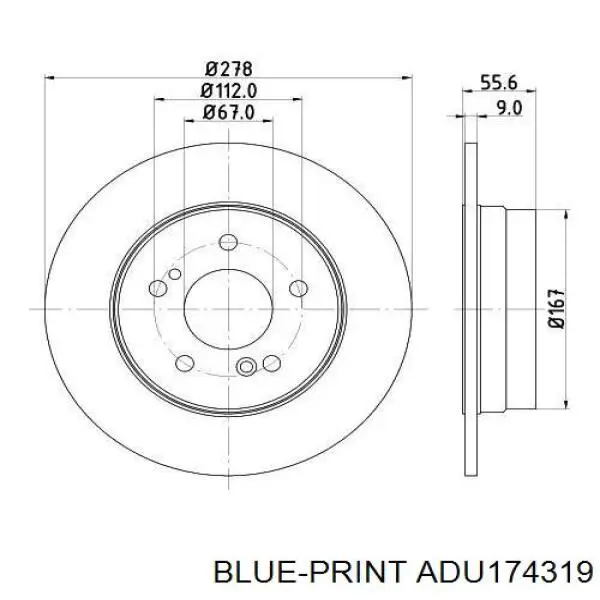 ADU174319 Blue Print tarcza hamulcowa tylna