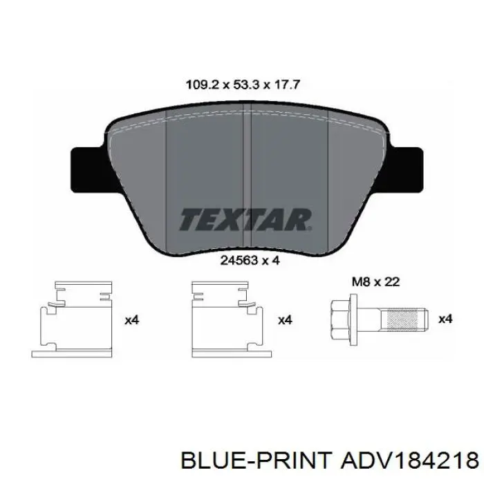 Do koszyka ADV184218 Blue Print Okładziny (klocki) do hamulców tarczowych tylne