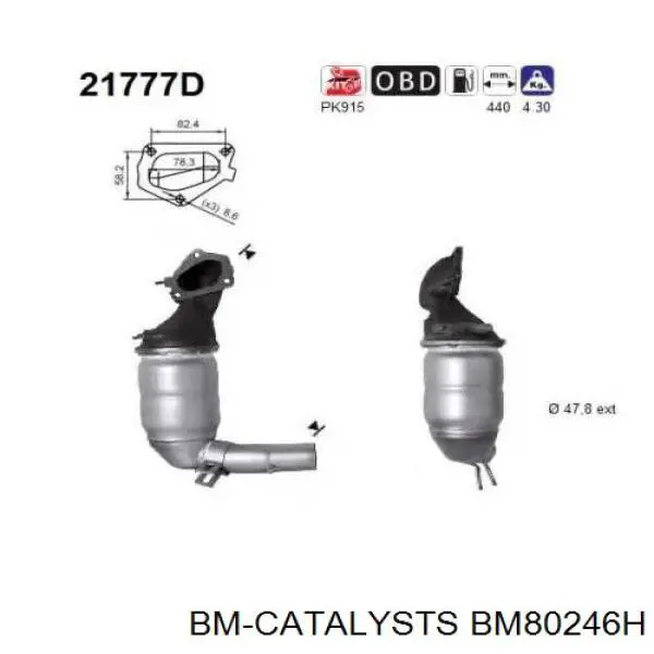 Do koszyka BM80246H BM Catalysts Konwerter-katalizator