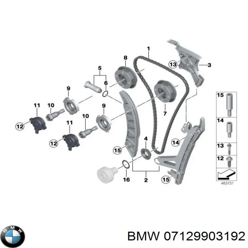 Śruba napinacza łańcucha rozrządu BMW 07129903192 cena, od 3,86 USD