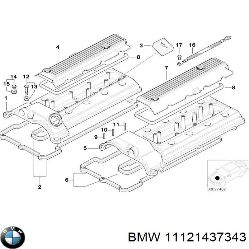 11121437343 BMW uszczelka pokrywy zaworowej silnika