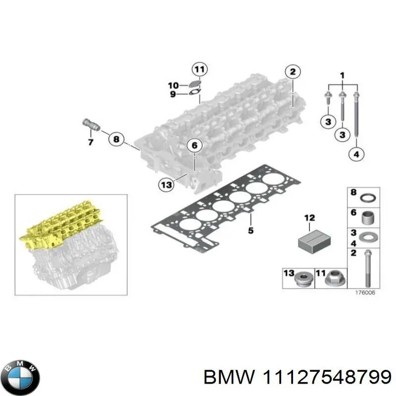 Śruba głowicy cylindrów BMW 11127548799 cena, od 27,85 USD