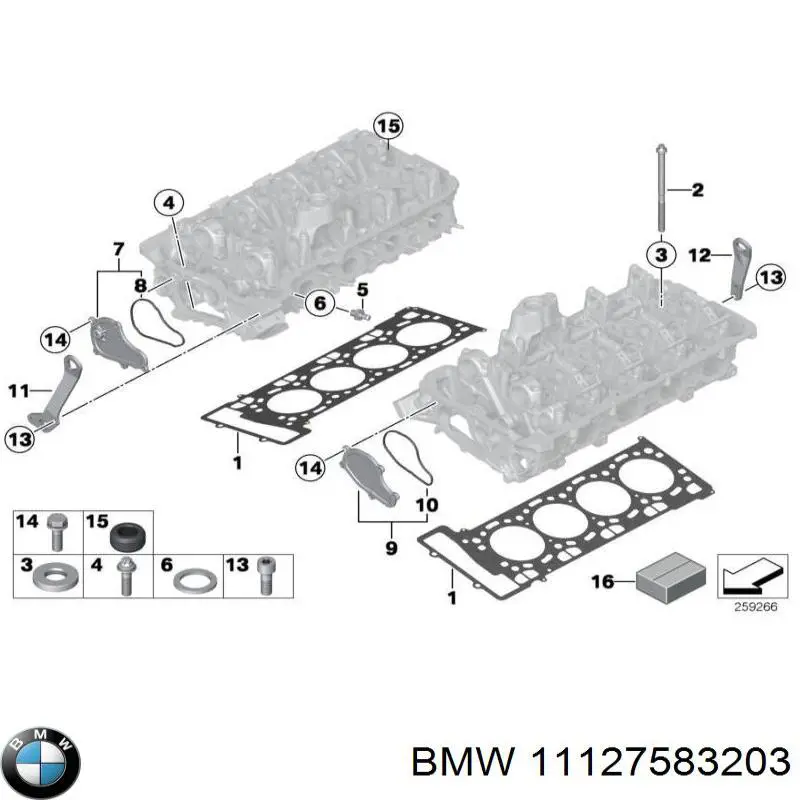 11127583203 BMW zestaw uszczelek silnika górny