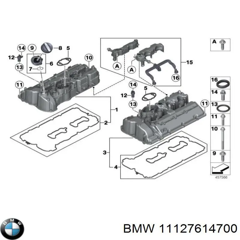 11127614700 BMW Uszczelka pokrywy zaworowej silnika, zestaw dla prawej strony