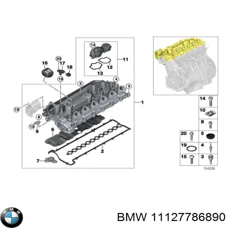 Pokrywa zaworowa BMW 11127786890 cena, od 20,15 USD