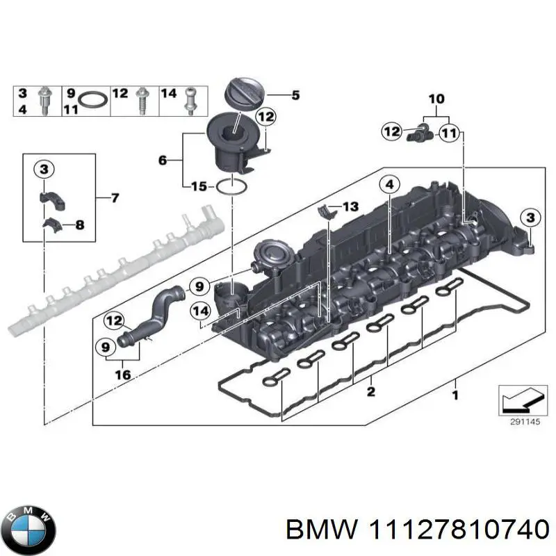 11127810740 BMW Króciec wentylacji kadłuba (separatora oleju)