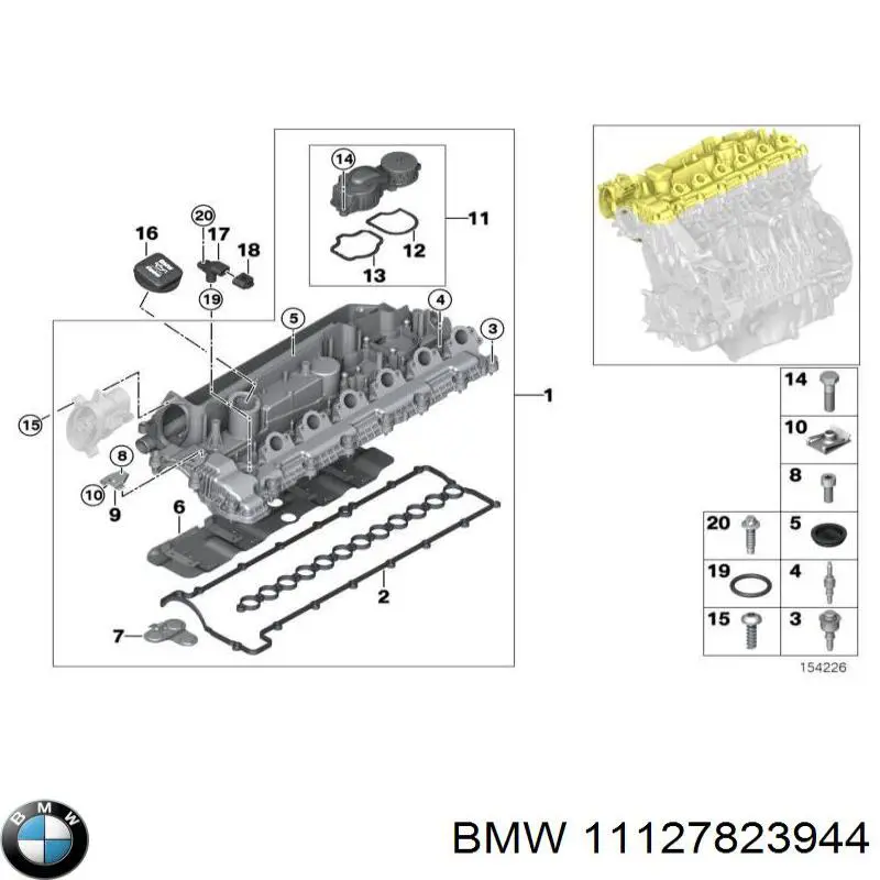 Uszczelka pokrywy zaworowej silnika, pierścień BMW 11127823944 cena, od 13,36 USD