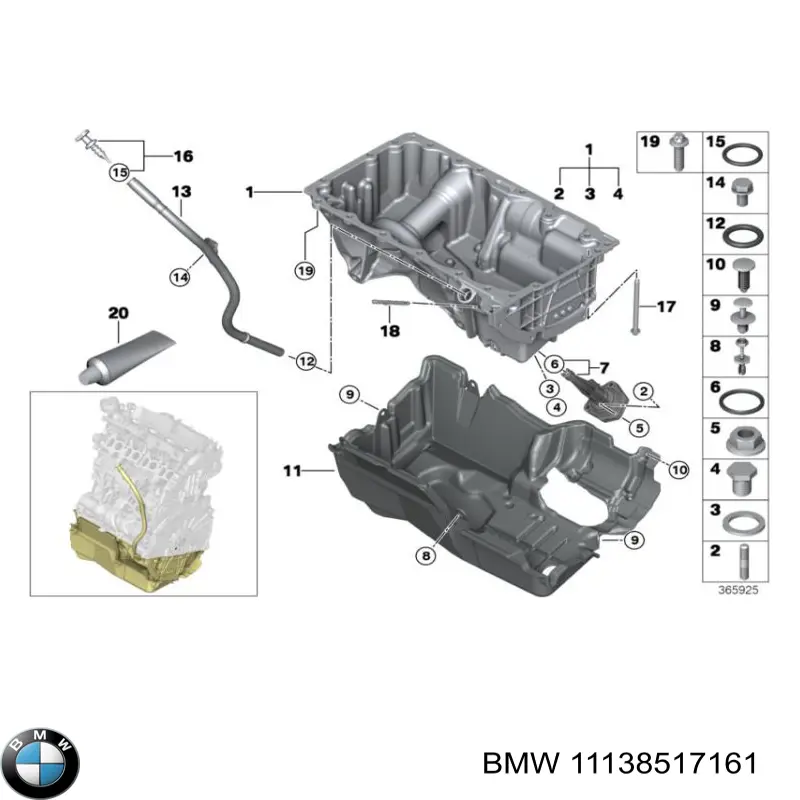 Miska olejowa silnika BMW 11138517161 cena, od 636,00 USD