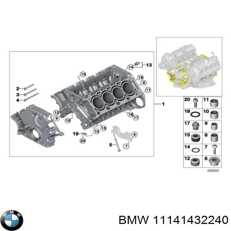 Do koszyka 11141432240 BMW Uszczelka tylnej pokrywy bloku cylindrów