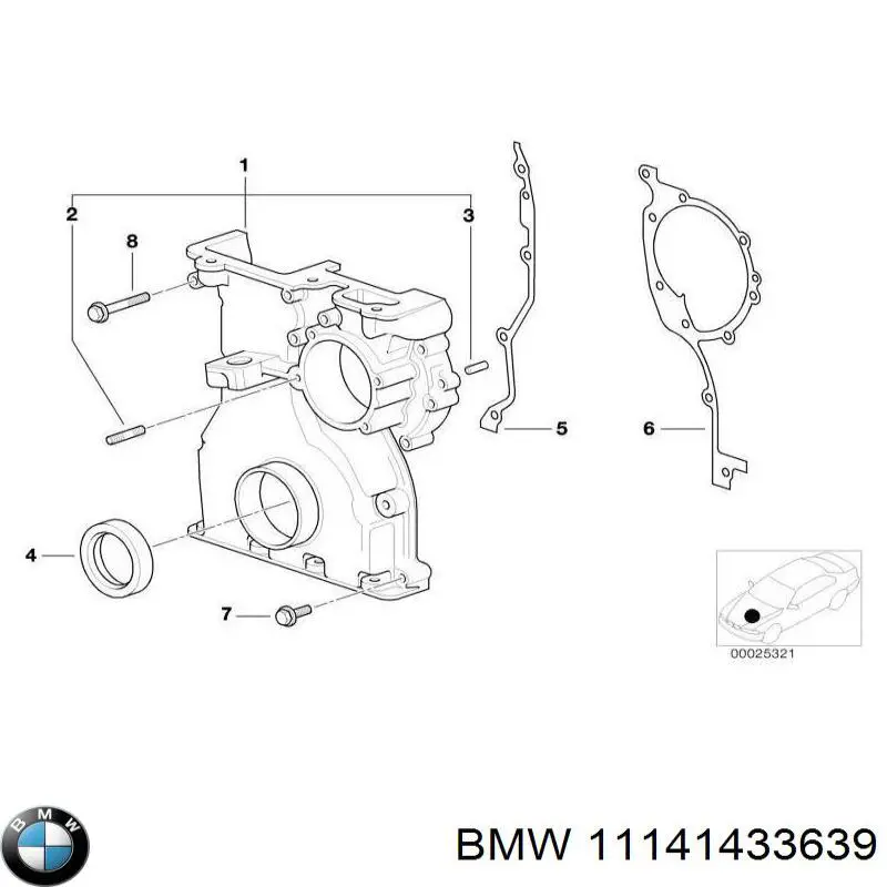 Do koszyka 11141433639 BMW Uszczelka pokrywy przedniej silnika prawa