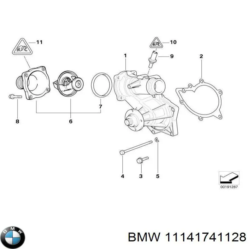 11141741128 BMW Uszczelka pokrywy przedniej silnika lewa