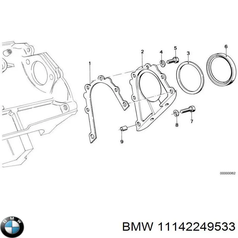 Do koszyka 11142249533 BMW Uszczelniacz wału korbowego silnika tylny
