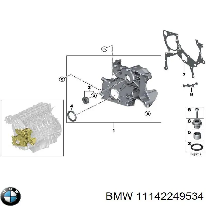 Do koszyka 11142249534 BMW Uszczelniacz wału korbowego przedni