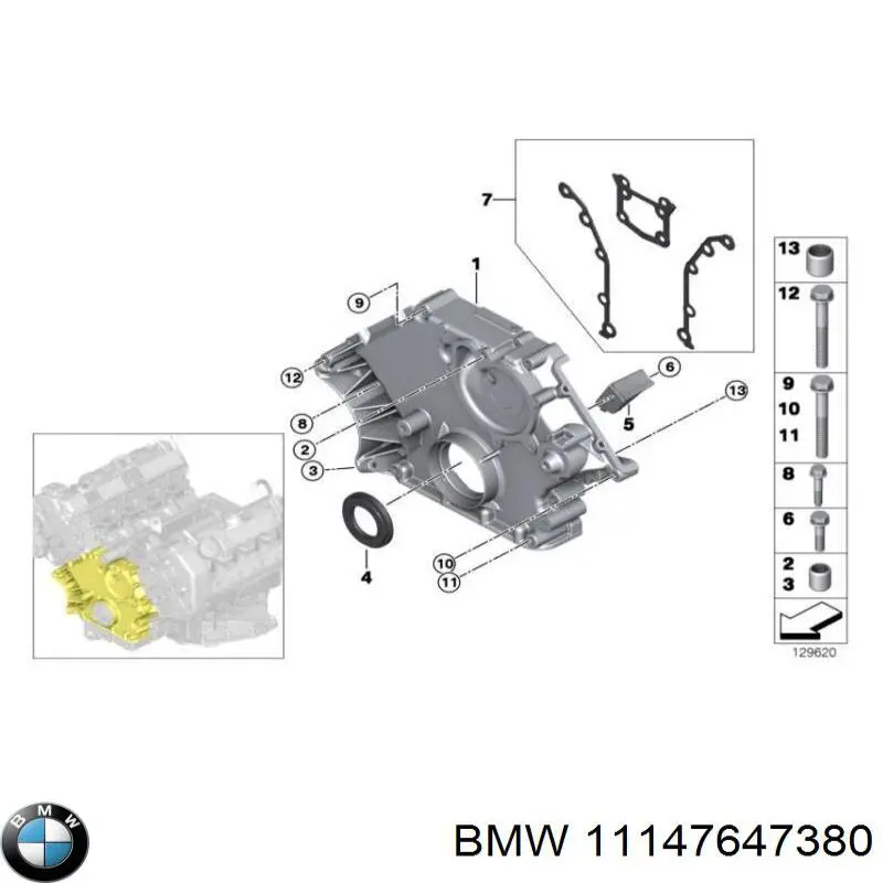 Uszczelniacz wału korbowego przedni BMW 11147647380 cena, od 30,75 USD