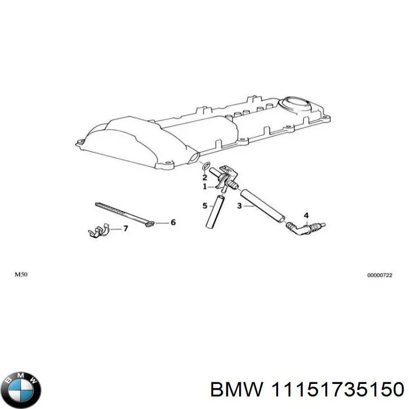 11151735150 BMW Króciec wentylacji kadłuba (separatora oleju)