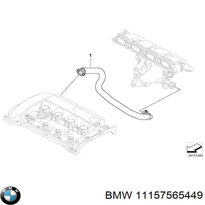 11157565449 BMW króciec wentylacji kadłuba (separatora oleju)