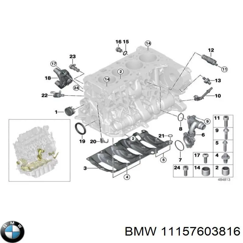 Do koszyka 11157603816 BMW Króciec wentylacji kadłuba (separatora oleju)
