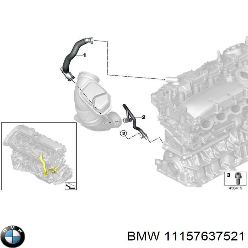 Króciec wentylacji kadłuba (separatora oleju) BMW 11157637521 cena, od 75,52 USD