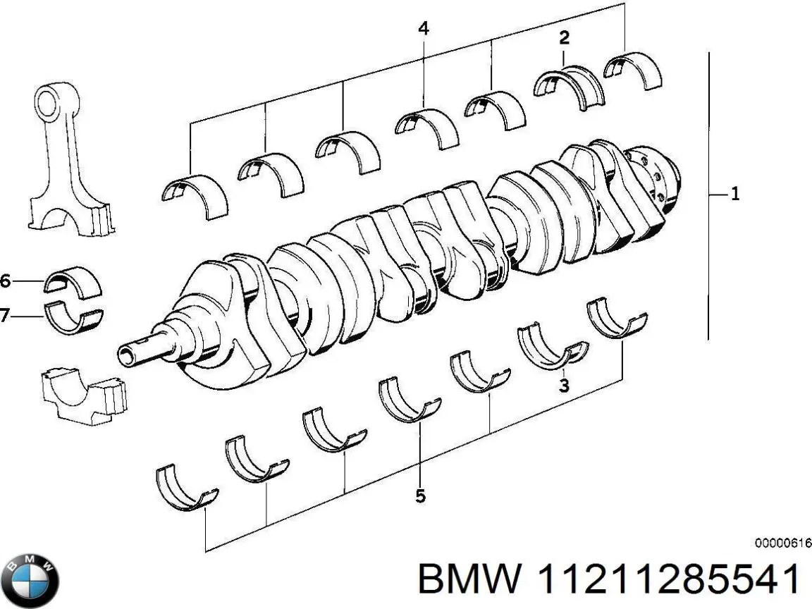 11211285541 BMW panewki główne wału korbowego, zestaw, standardowe (std)