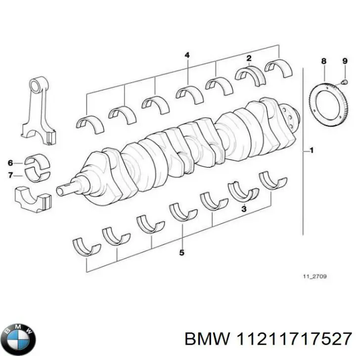 Do koszyka 11211717527 BMW Panewki główne wału korbowego, zestaw, standardowe (STD)