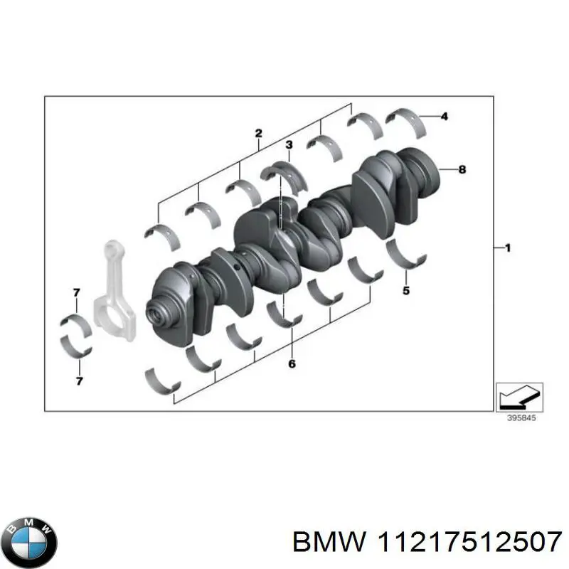 11217512507 BMW Panewki korbowodowe wału korbowego, zestaw, 1. naprawa (+0,25)