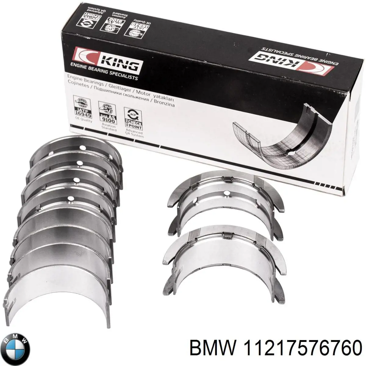 11217576760 BMW Panewki główne wału korbowego, zestaw, 1. naprawa (+0,25)