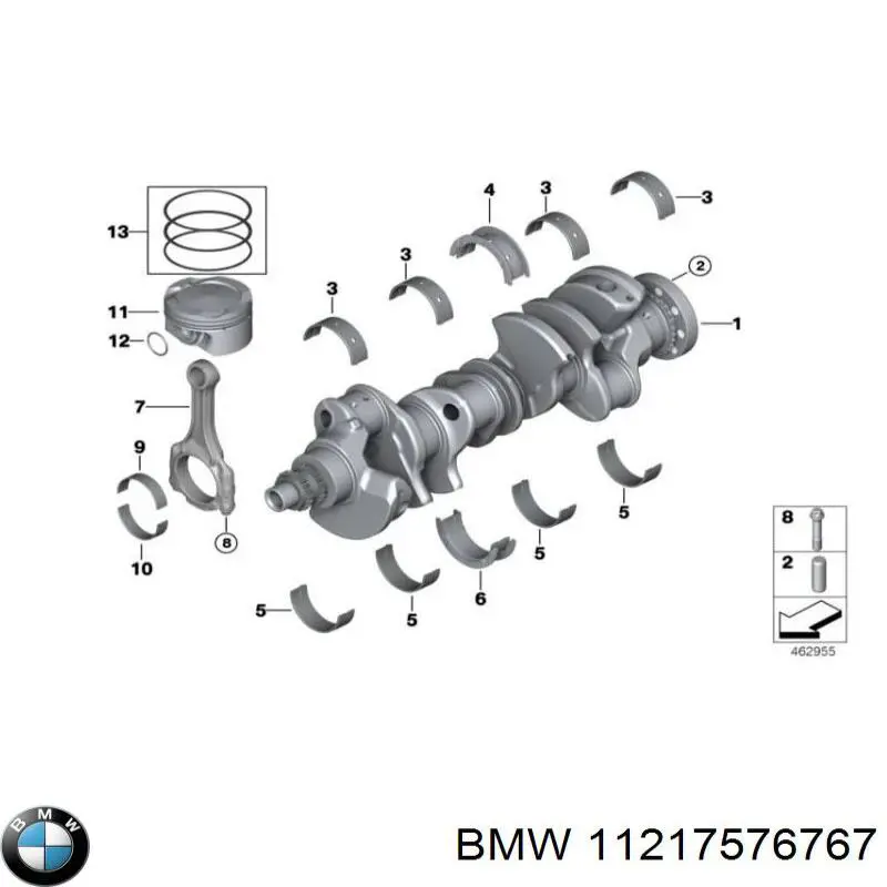 Panewki główne wału korbowego, zestaw, 1. naprawa (+0,25) BMW 11217576767 cena, od 79,20 USD