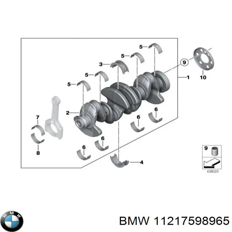 11217598965 BMW Panewki główne wału korbowego, zestaw, 1. naprawa (+0,25)