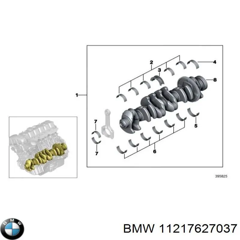 Panewki główne wału korbowego, zestaw, 1. naprawa (+0,25) BMW 11217627037 cena, od 45,00 USD