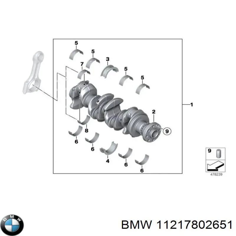 11217802651 BMW panewki główne wału korbowego, zestaw, standardowe (std)