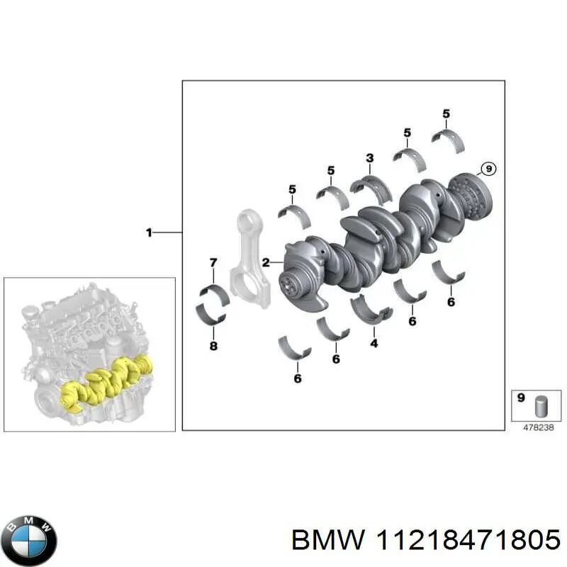 11218471805 BMW Panewki główne wału korbowego, zestaw, standardowe (STD)