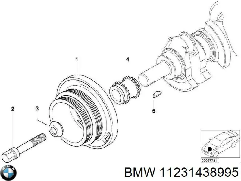 Koło pasowe wału korbowego BMW 11231438995 cena, od 130,76 USD