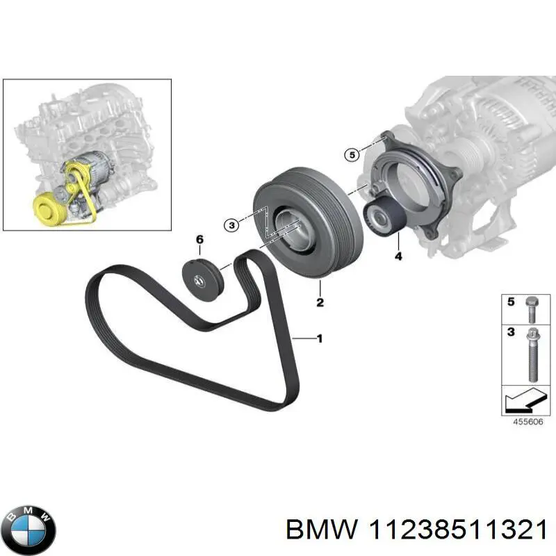 Koło pasowe wału korbowego BMW 11238511321 cena, od 383,55 USD