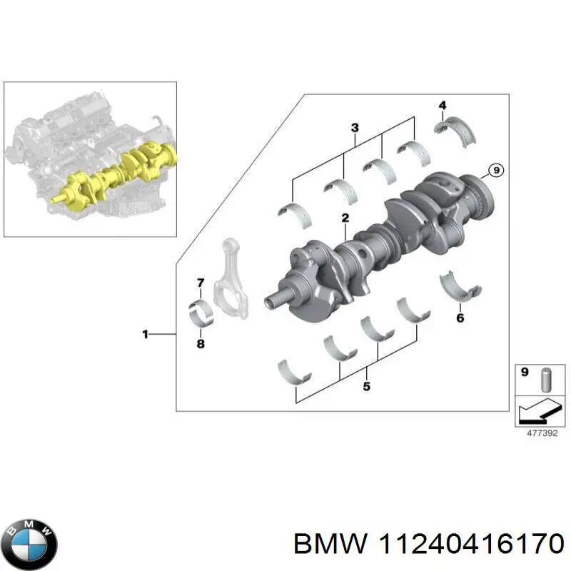 11240150237 BMW panewki korbowodowe wału korbowego, zestaw, standardowe (std)