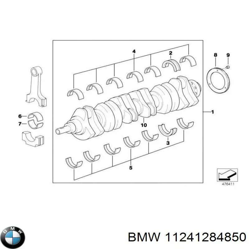 Do koszyka 11241284850 BMW Panewki korbowodowe wału korbowego, zestaw, standardowe (STD)