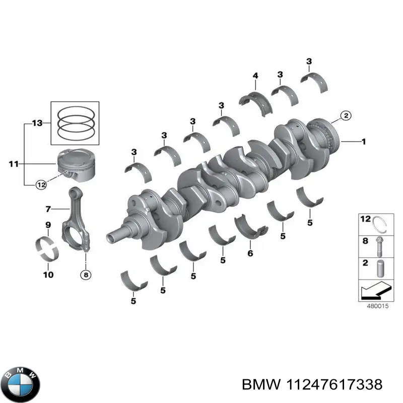 Panewki korbowodowe wału korbowego, zestaw, standardowe (STD) BMW 11247617338 cena, od 51,70 USD