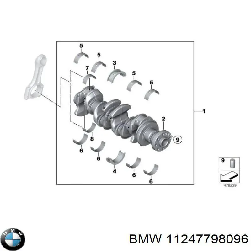 11247798096 BMW Panewki korbowodowe wału korbowego, zestaw, 2. naprawa (+0,50)