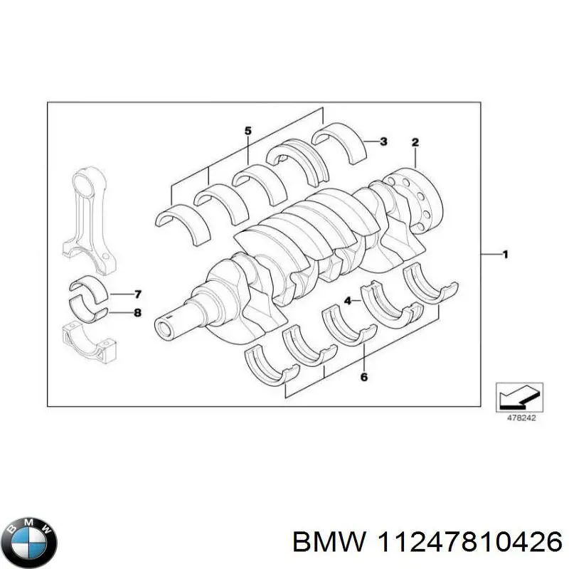 Do koszyka 11247810426 BMW Panewki korbowodowe wału korbowego, zestaw, standardowe (STD)