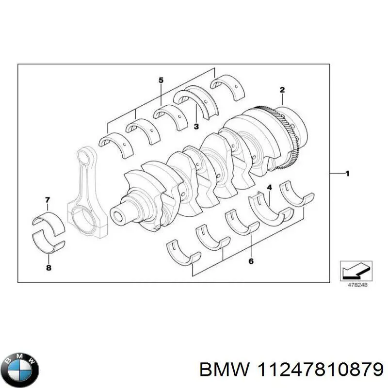 11247810879 BMW panewki korbowodowe wału korbowego, zestaw, 1. naprawa (+0,25)