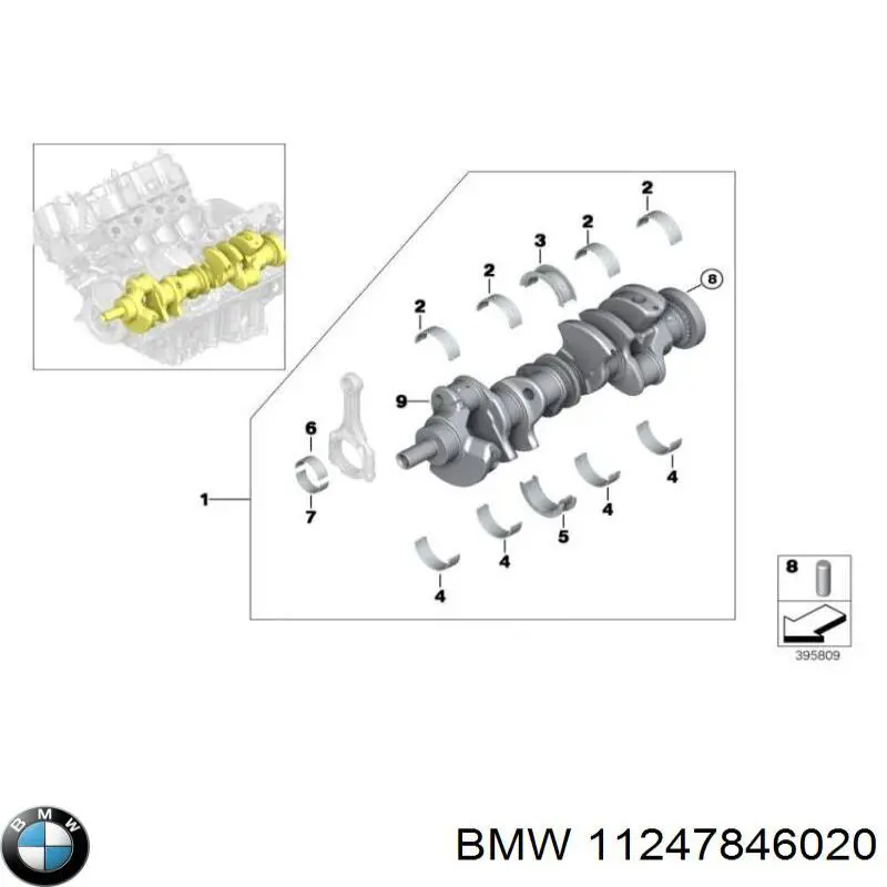 11247846020 BMW panewki korbowodowe wału korbowego, zestaw, 1. naprawa (+0,25)